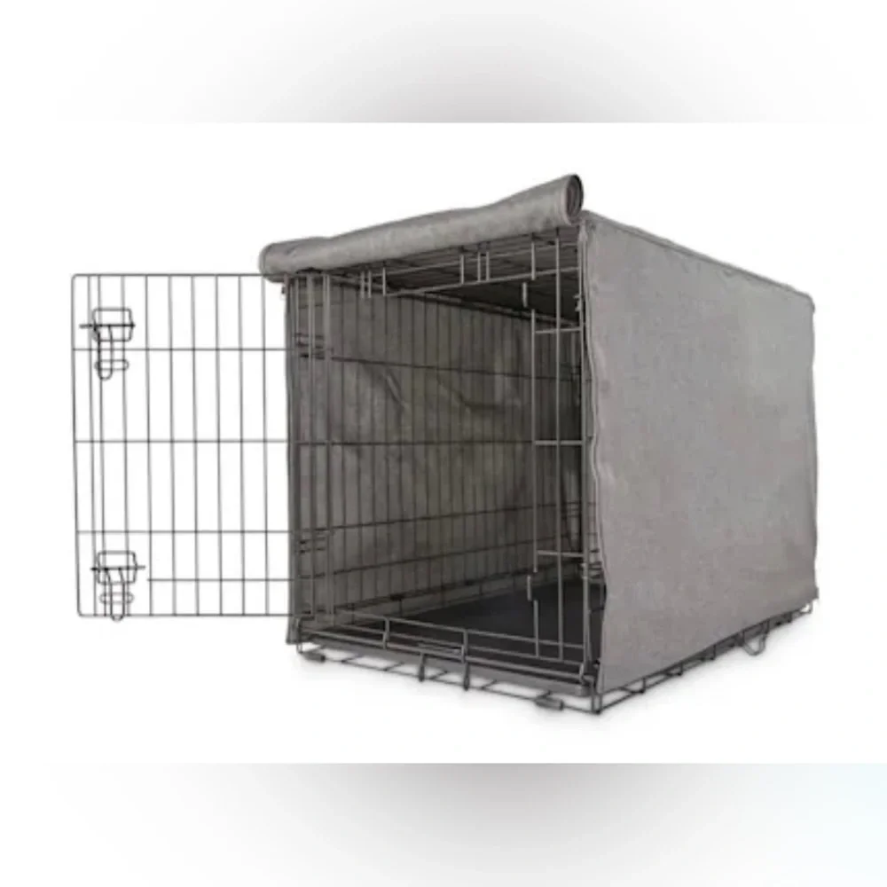 EveryYay Happy Place Grey Blackout Dog Crate Cover (small)